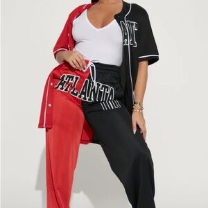 Fashion Nova Atlanta Splice Pant Red Black Size XL Worn Once